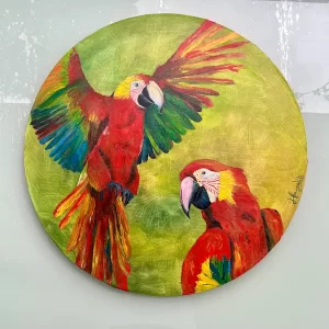 Papageien in Farbe – Liebe in Bewegung – Leinwand (50 cm)