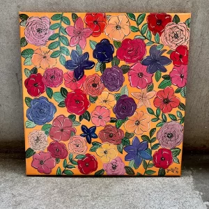 Garten der Freude – Unikat – Leinwand (40 × 40 cm)