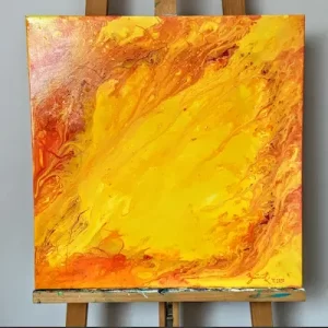 Gelber Flammen – Acrylgemälde auf Leinwand 50x50 cm
