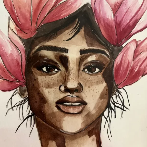 Blüte in ihr - Unikat - Aquarell auf Papier mit Glasrahmen (ca 19 x 25 cm) – Bild 2
