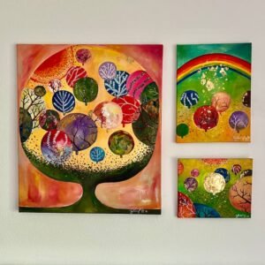 Wächter der Jahreszeiten – Triptychon auf Leinwand - Unikat (ca 100 x 70 cm)