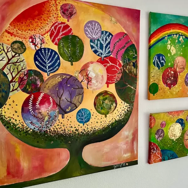 Wächter der Jahreszeiten – Triptychon auf Leinwand - Unikat (ca 100 x 70 cm) – Bild 2