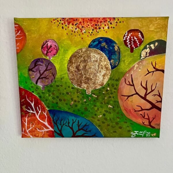 Wächter der Jahreszeiten – Triptychon auf Leinwand - Unikat (ca 100 x 70 cm) – Bild 3