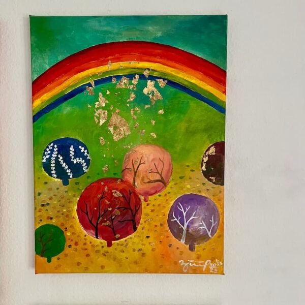 Wächter der Jahreszeiten – Triptychon auf Leinwand - Unikat (ca 100 x 70 cm) – Bild 4