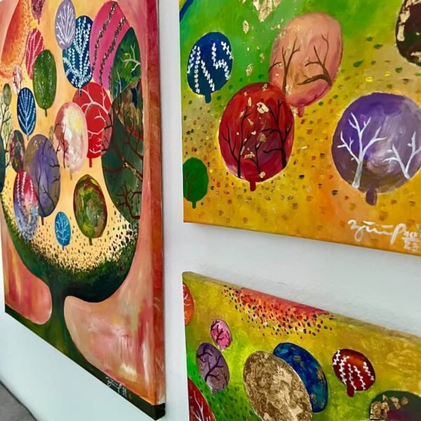 Wächter der Jahreszeiten – Triptychon auf Leinwand - Unikat (ca 100 x 70 cm) – Bild 5